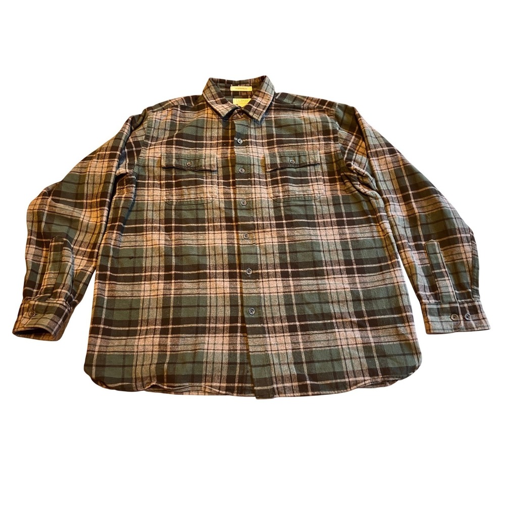 LL‎ Bean Chamois Cloth Shirt Mens XL REG Plaid Flannel Long Sleeve Button Up